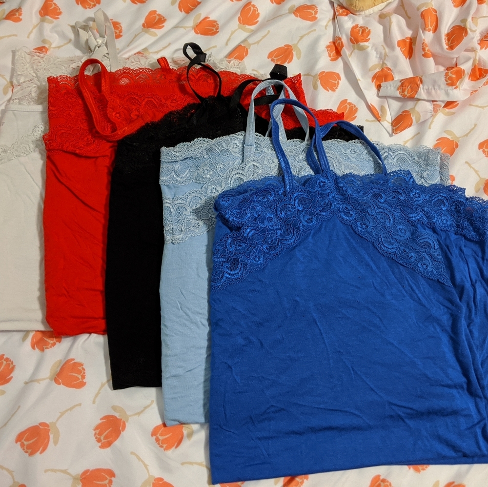 Set of 5 Lane Bryant Lace Cami's